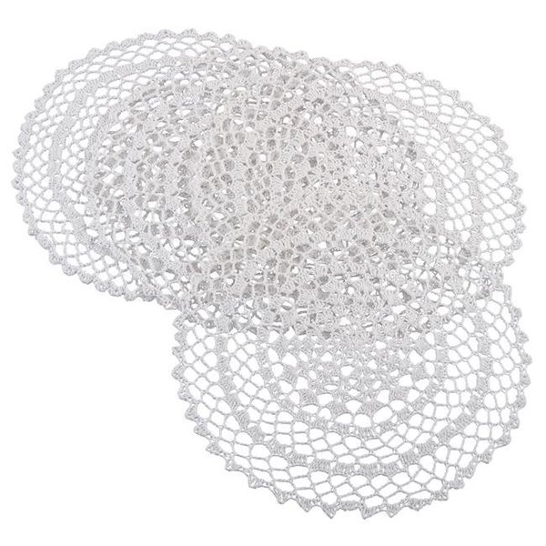 Saro Lifestyle SARO 8005.W15R 15 in. Round Crochet Design Placemat  White - Set of 4 8005.W15R